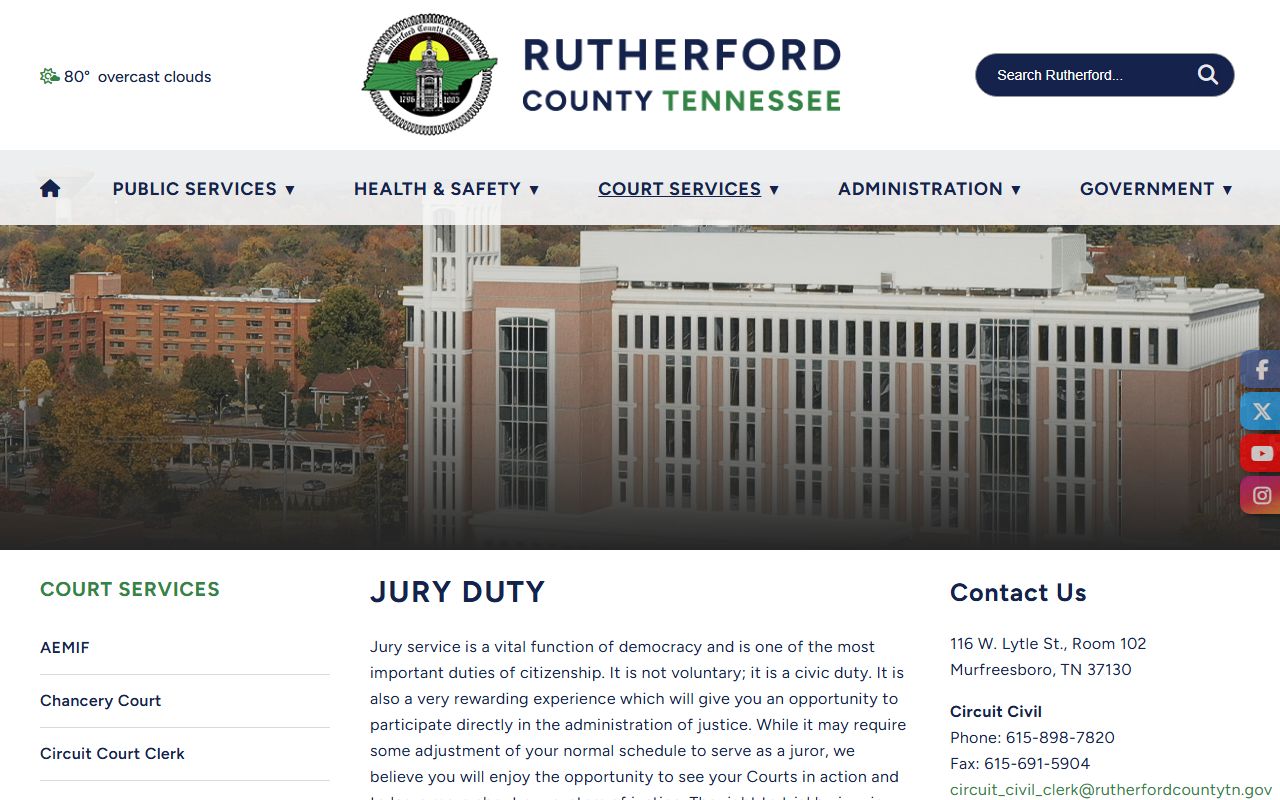 Rutherford County courthouse and county clerk building information