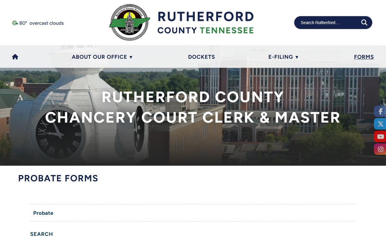 Rutherford County probate records Chancery probate forms search page at rcchancery.com