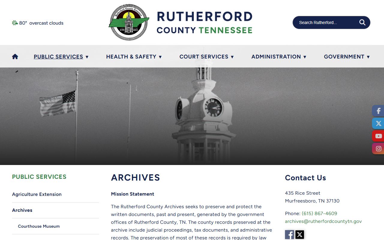 Rutherford County clerk records - Rutherford County Archives historical records page
