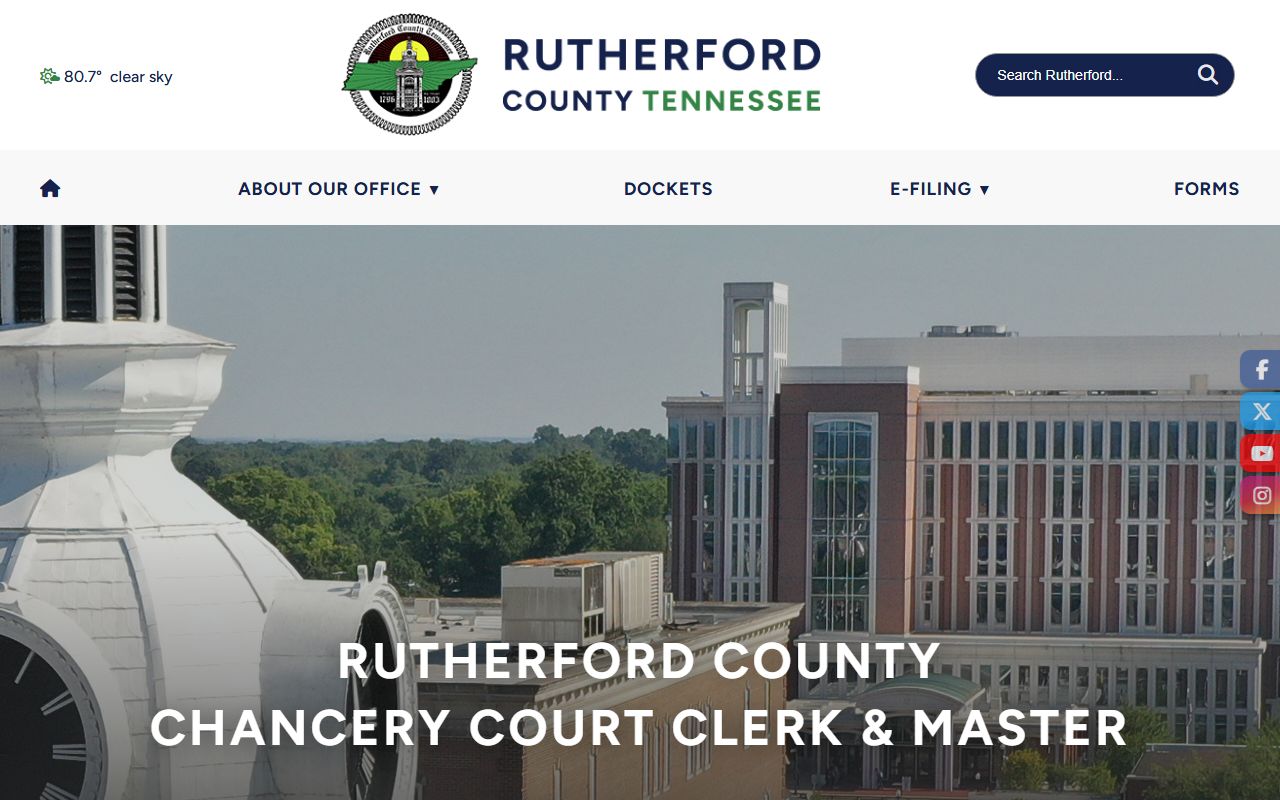 Rutherford County Chancery Court records Clerk and Master home page