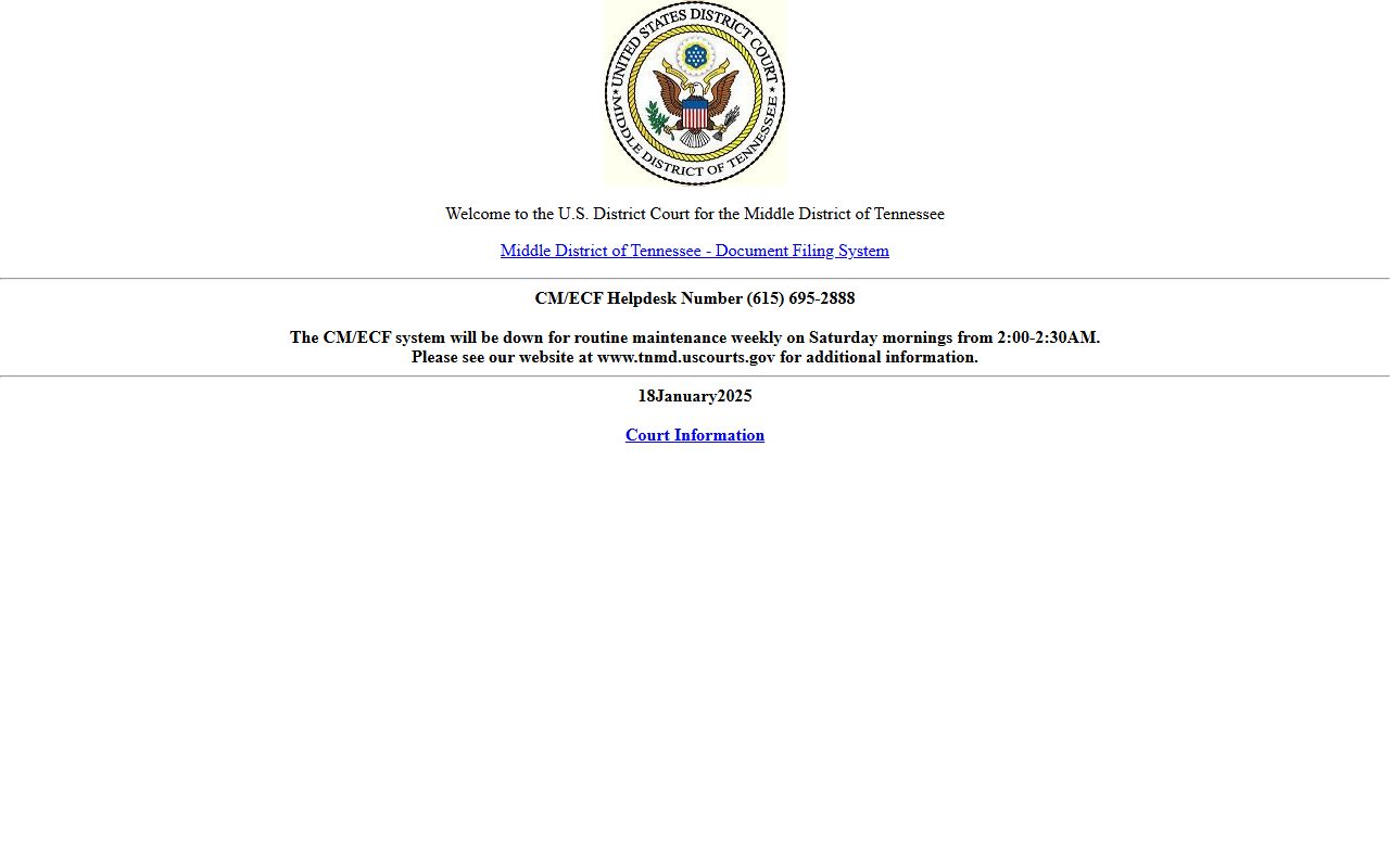 Rutherford County court systems and Middle District of Tennessee CM/ECF electronic filing system