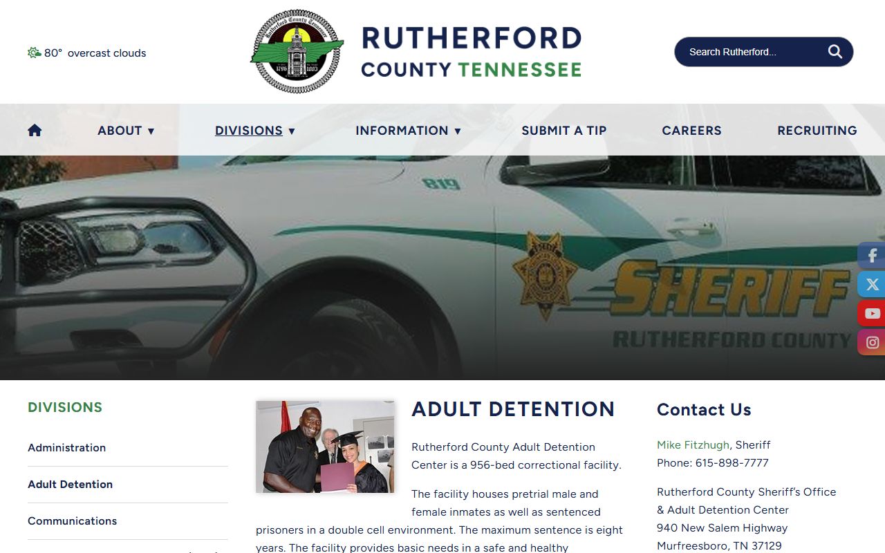 Rutherford County arrest records and Adult Detention Center page at rcsotn.com