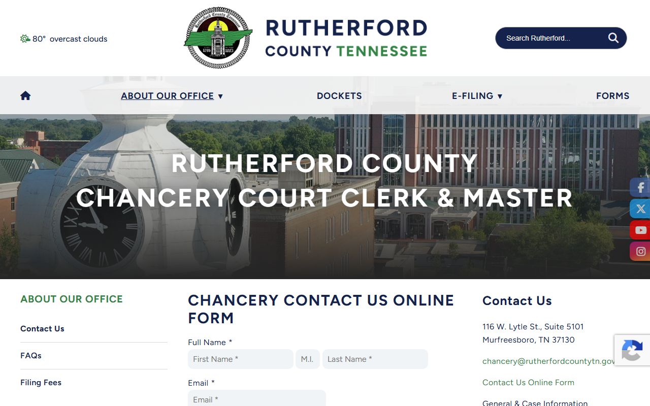 Rutherford County divorce records - Chancery Court Clerk and Master contact page