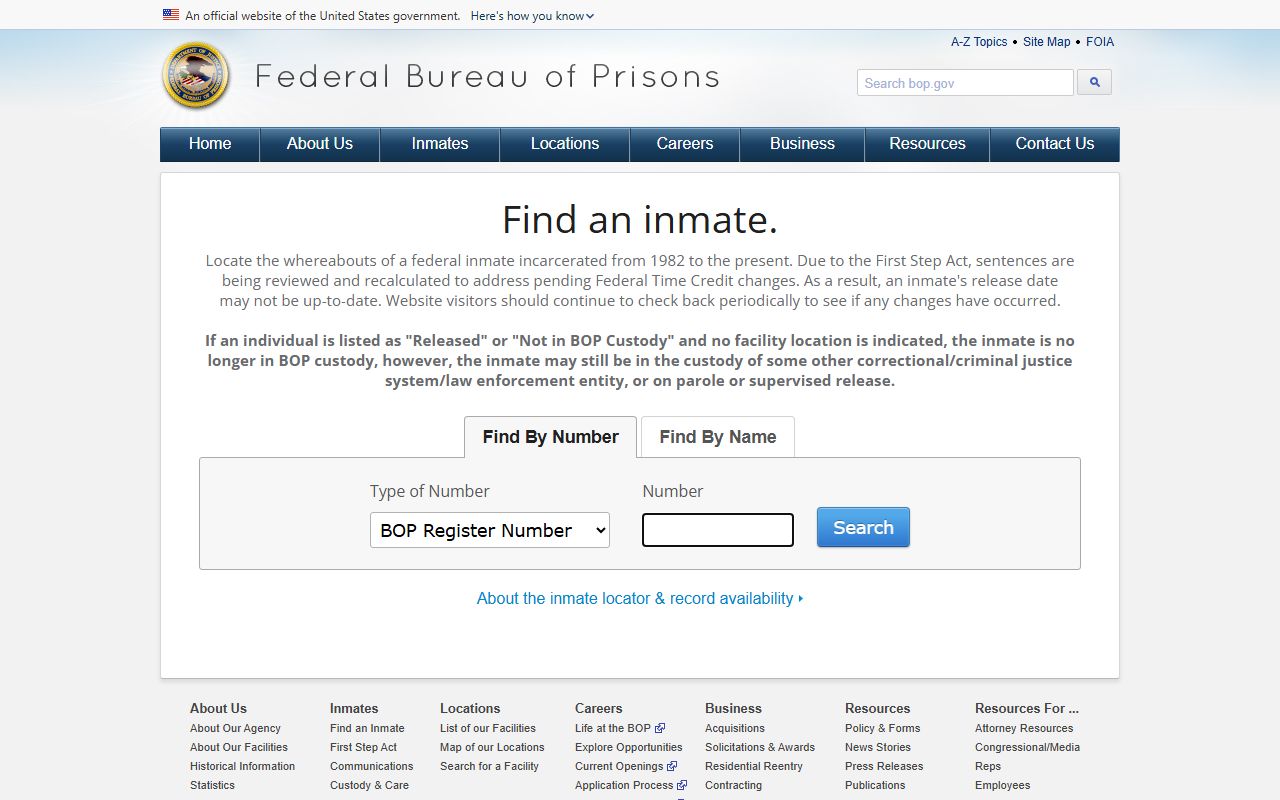 Rutherford County released inmates BOP federal inmate locator search tool